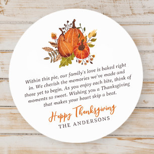 Sticker Rond Thanksgiving Poem Pays Russe Citrouille Harvest