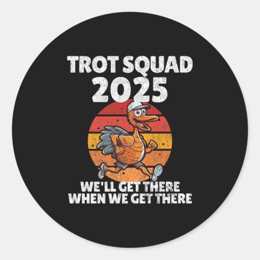 Sticker Rond Thanksgiving Running Turkey Trot Squad 2025, Trot (Devant)