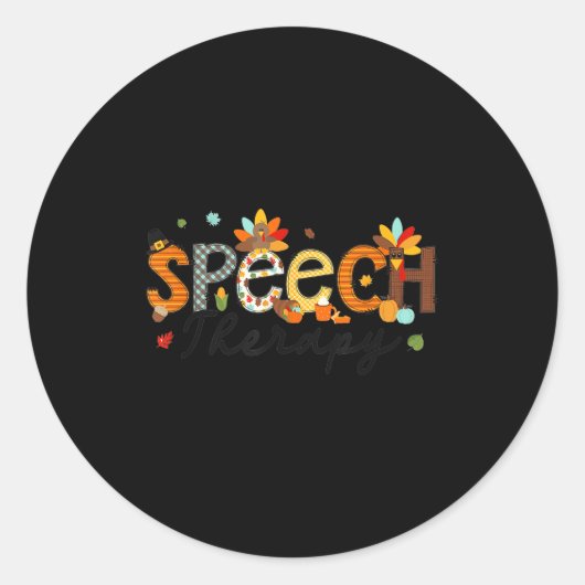 Sticker Rond Thanksgiving Speech Therapy Thankful Slp Turkey Sp (Devant)