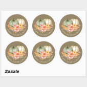 Sticker Rond Thanksgiving Thanksgiving citrouille brun fleuri (Feuille)