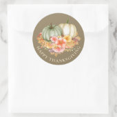 Sticker Rond Thanksgiving Thanksgiving citrouille brun fleuri (Sac)
