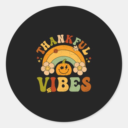 Sticker Rond Thanksgiving Thanksgiving Vibes Automne Hello Fall (Devant)