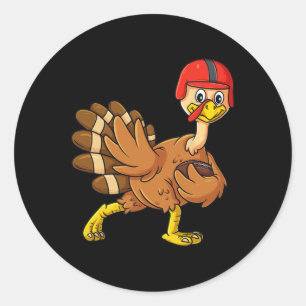 Sticker Rond Thanksgiving Turkey Football Player Trophy Award P