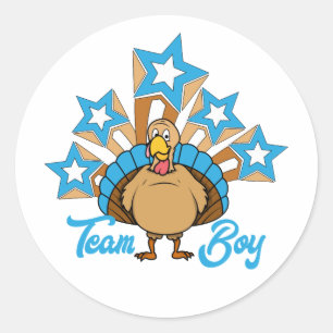 Sticker Rond Thanksgiving Turkey Gender Revela - Team Boy