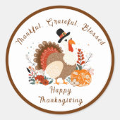 Sticker Rond Thanksgiving Turquie Avec Citrouilles Et Partir D' (Devant)