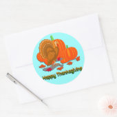 Sticker Rond Thanksgiving Turquie Citrouilles (Enveloppe)