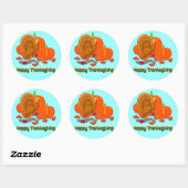 Sticker Rond Thanksgiving Turquie Citrouilles (Feuille)