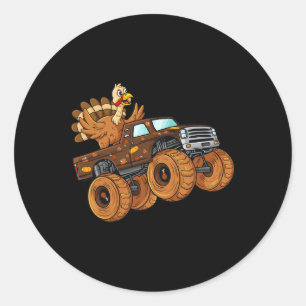Sticker Rond Thanksgiving Turquie équitation Monster Truck Boys