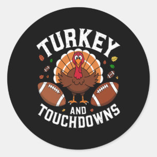 Sticker Rond Thanksgiving Turquie Et Touchdowns Football Design