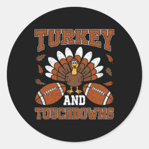 Sticker Rond Thanksgiving Turquie Et Touchdowns Football Hommes