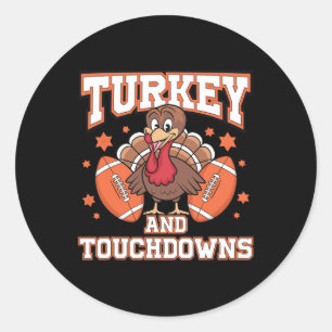 Sticker Rond Thanksgiving Turquie Et Touchdowns Football Hommes
