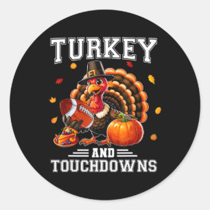 Sticker Rond Thanksgiving Turquie Et Touchdowns Football Hommes