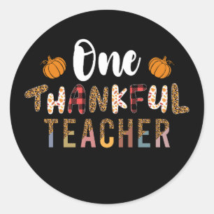 Sticker Rond Thanksgiving Un Merci Enseignant Leopard Fall Gro