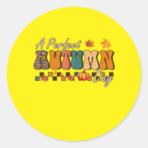 Sticker Rond Thanksgiving Un Parfait Jour d'Automne Retro Vinta