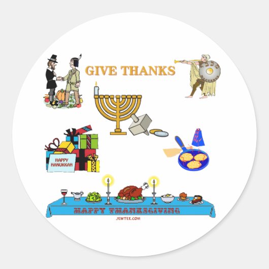 STICKER ROND THANKSGIVUKKAH DONNE DES DONS DE REMERCIEMENTS POU (Devant)