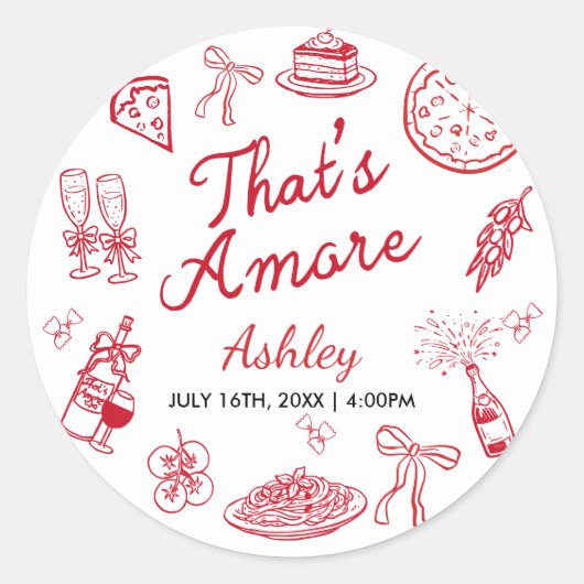 Sticker Rond That's Amore Bridal Shower (Devant)