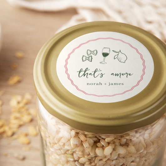 Sticker Rond "That's Amore" Fête des mariées manuscrite