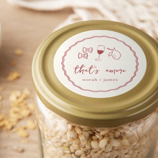 Sticker Rond "That's Amore" Fête des mariées manuscrite