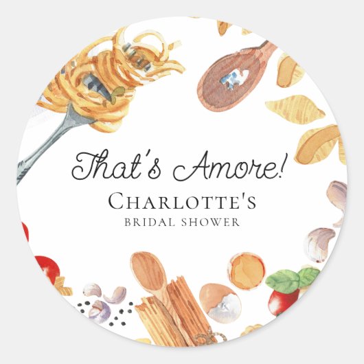 Sticker Rond That's Amore Italian Script Bridal Shower (Devant)