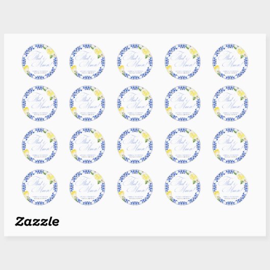 Sticker Rond That's Amore Lemon Italian Blue Carrelage Enterrem (Feuille)
