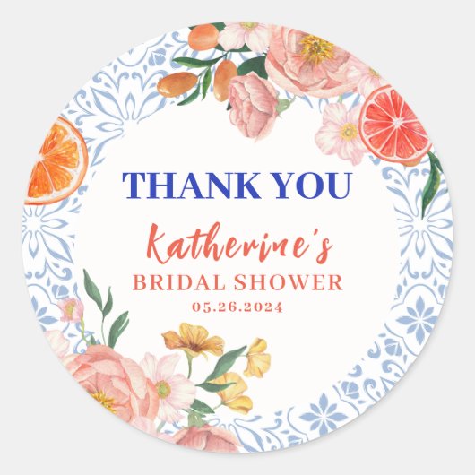 Sticker Rond Thats amore mediterranean citrus Bridal shower (Devant)