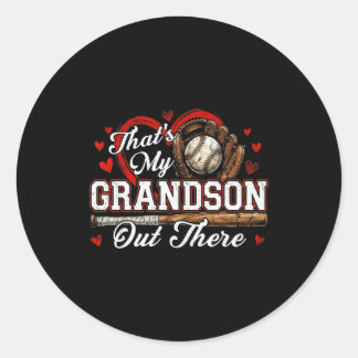 Sticker Rond That's grandson out there women baseball grandma
