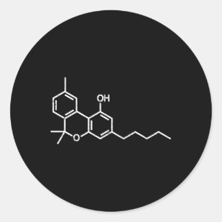 Sticker Rond Thc Molecule Tetrahydro Structure chimique