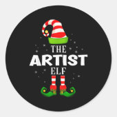 Sticker Rond The Artist Elf Christmas Pjs Matching Pajama (Devant)