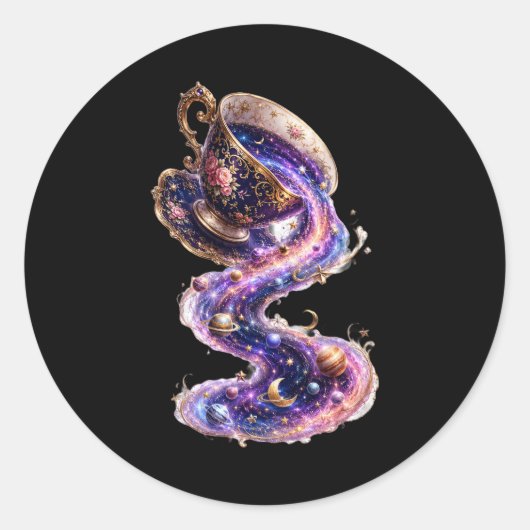 Sticker Rond Thé avec l'Univers (Devant)