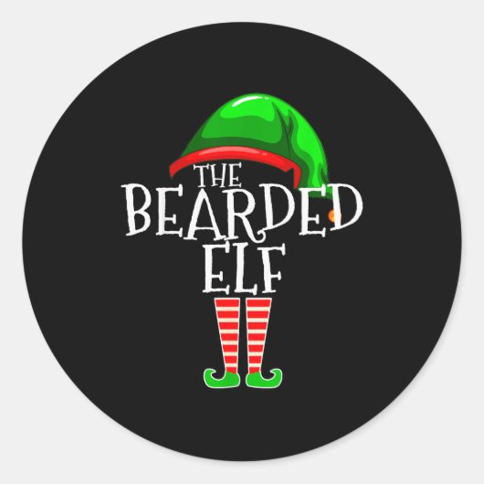 Sticker Rond The Bearded Elf Family Matching Group Christmas Be (Devant)
