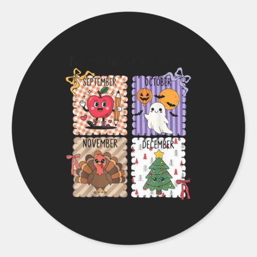 Sticker Rond The ber Months Back To School Halloween Thanksgivi (Devant)