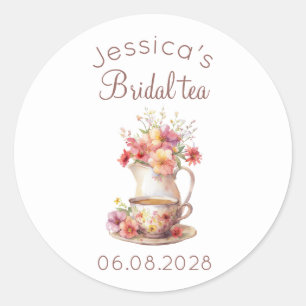 Sticker Rond Thé Bohème de Mariée Floral Vintage Shower de Mari