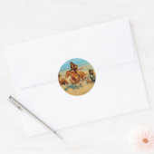 Sticker Rond The Buffalo Runners de Frederic Remington (1909) (Enveloppe)