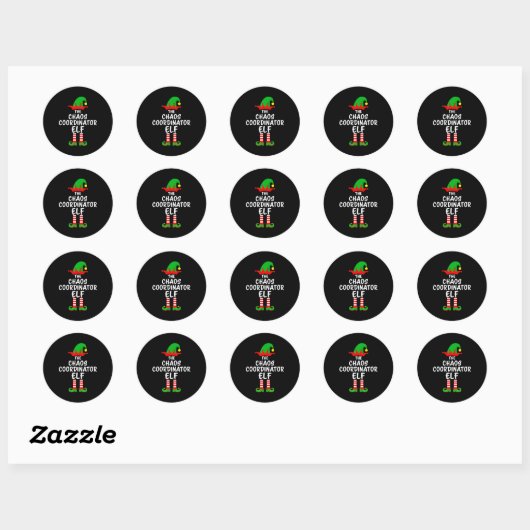 Sticker Rond The Chaos Coordinator Elf Matching Family Christma (Feuille)