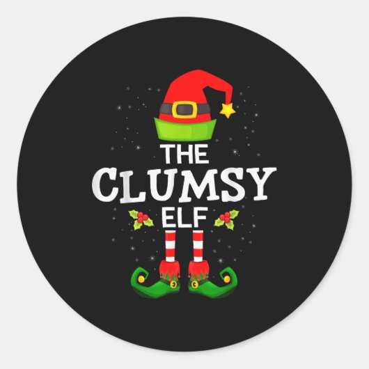 Sticker Rond The Clumsy Elf Christmas Family Matching Pajama (Devant)