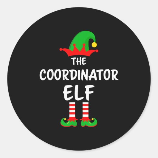 Sticker Rond The Coordinator Elf Matching Family Christmas (Devant)