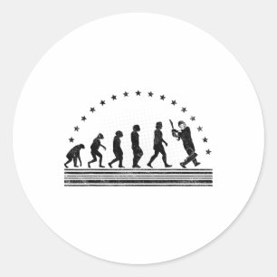 Sticker Rond The Cricket Evolution Retro Cricketer Hommes Crick