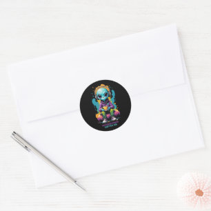 Sticker Rond Thé dans Zoned out Café On Belle Art Alien