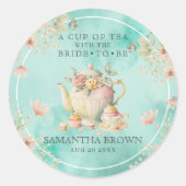 Sticker Rond Thé dansant aux fleurs sauvages sarcelle bleu mari (Devant)