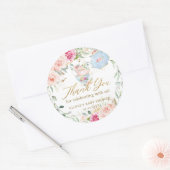 Sticker Rond Thé Dansant Fleur Rose Baby Shower Mariage Anniver (Enveloppe)