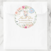 Sticker Rond Thé Dansant Fleur Rose Baby Shower Mariage Anniver (Sac)