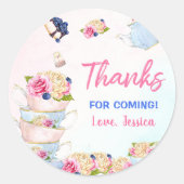 Sticker Rond Thé de fête pour deux fleurs roses brasser Anniver (Devant)