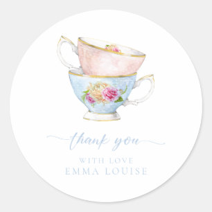 Sticker Rond Thé de Fleurs Élégant Remerciement de Brunch de Ma