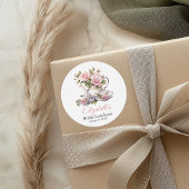 Sticker Rond Thé de Jeûner Mariage Roses Rose Fardé Petit Déjeu