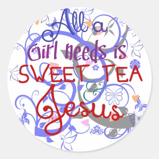 Sticker Rond Thé doux et Jésus (Devant)