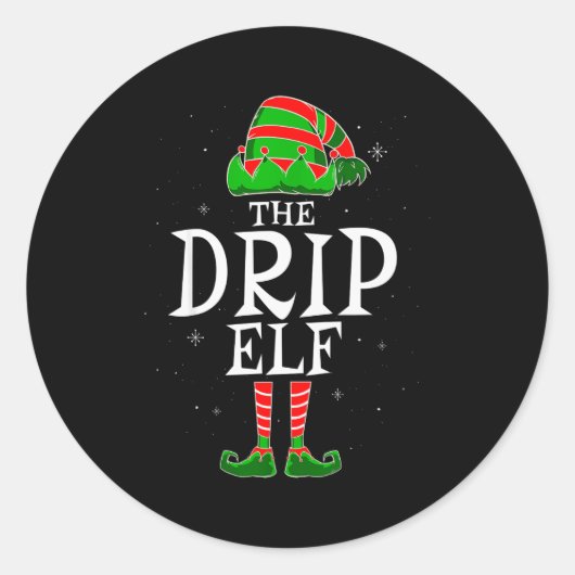 Sticker Rond The Drip Elf Group Matching Family Christmas Swag (Devant)