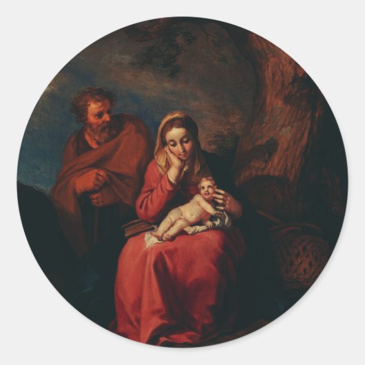 Sticker Rond The Flight into Egypt by Abraham Bloemaert (Devant)