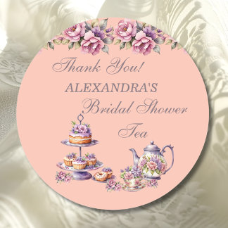 Sticker Rond Thé floral aux fleurs de lilas et de pêche Faveur