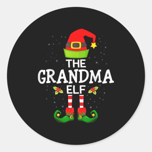Sticker Rond The Grandma Elf Christmas Family Matching Pajama  (Devant)