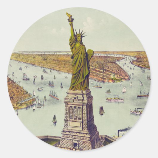 Sticker Rond The Great Bartholdi Statue, Statue of Liberty (Devant)
